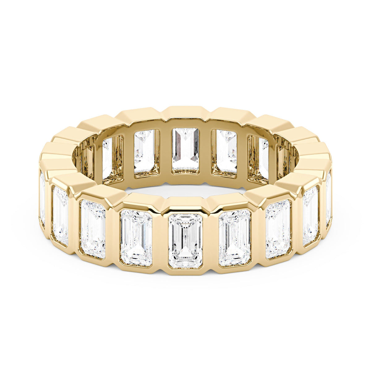 Art Deco Emerald Cut Moissanite Bezel Eternity Band - NavianJewelry™