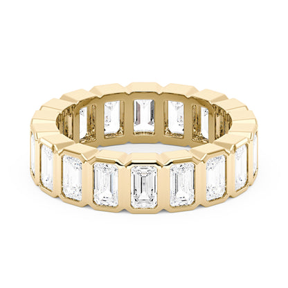Art Deco Emerald Cut Moissanite Bezel Eternity Band - NavianJewelry™