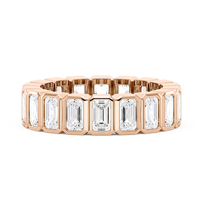 Art Deco Emerald Cut Moissanite Bezel Eternity Band - NavianJewelry™