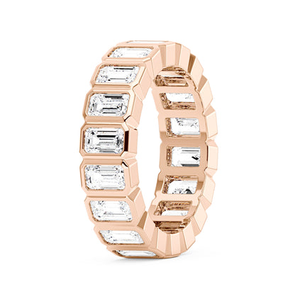 Art Deco Emerald Cut Moissanite Bezel Eternity Band - NavianJewelry™