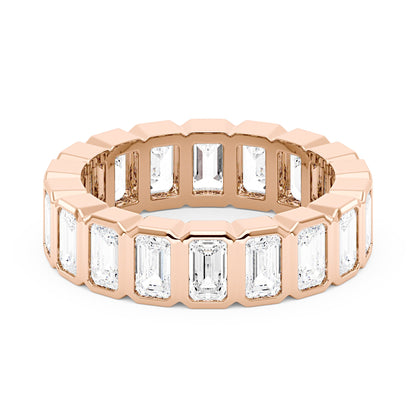 Art Deco Emerald Cut Moissanite Bezel Eternity Band - NavianJewelry™
