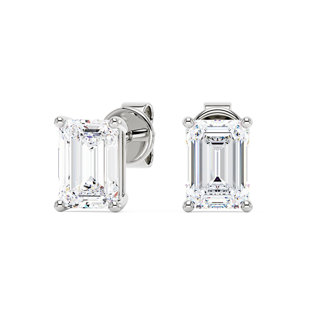 Emerald Cut Moissanite Stud Earrings - NavianJewelry™