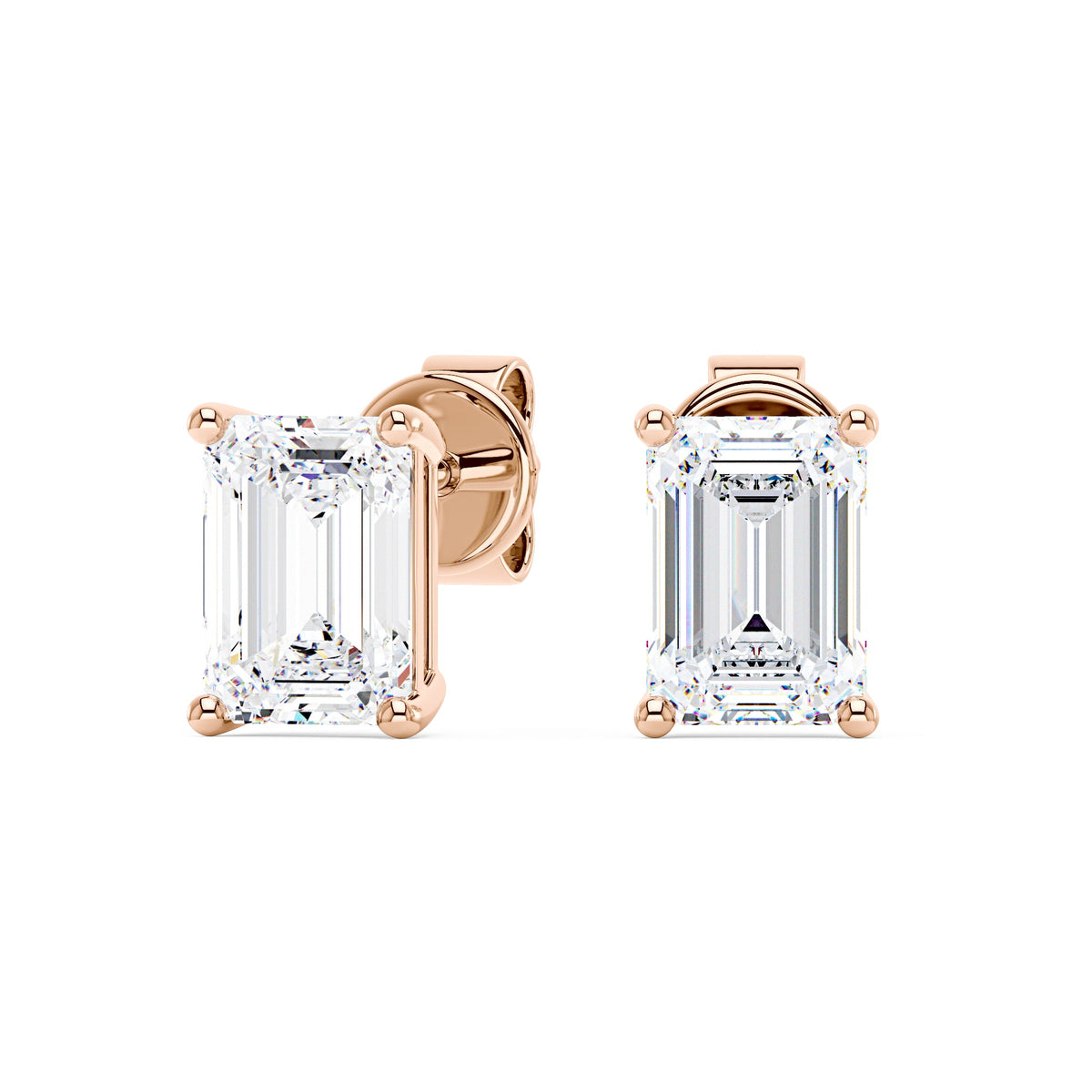 Emerald Cut Moissanite Stud Earrings - NavianJewelry™