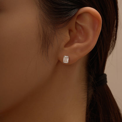 Emerald Cut Moissanite Stud Earrings - NavianJewelry™