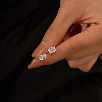 Emerald Cut Moissanite Stud Earrings - NavianJewelry™