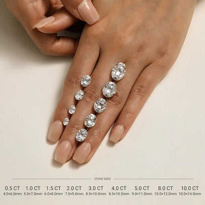 Modern Romance Oval Triangle Moissanite Trilogy Ring (Celebrity Inspired) - NavianJewelry™