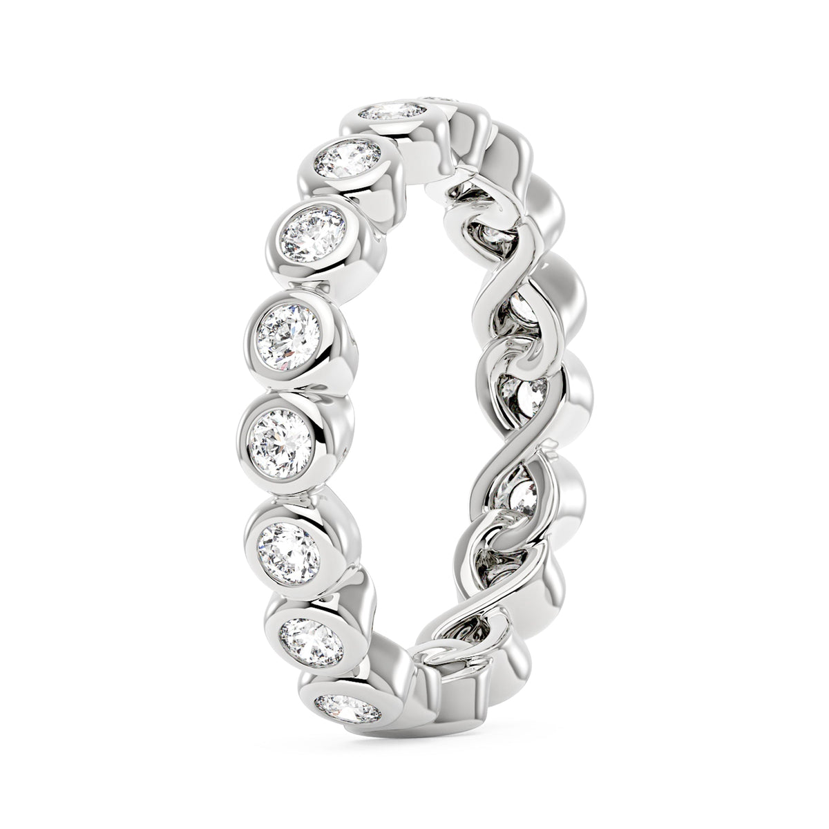 Round Moissanite Infinite Bezel Eternity Band - NavianJewelry™