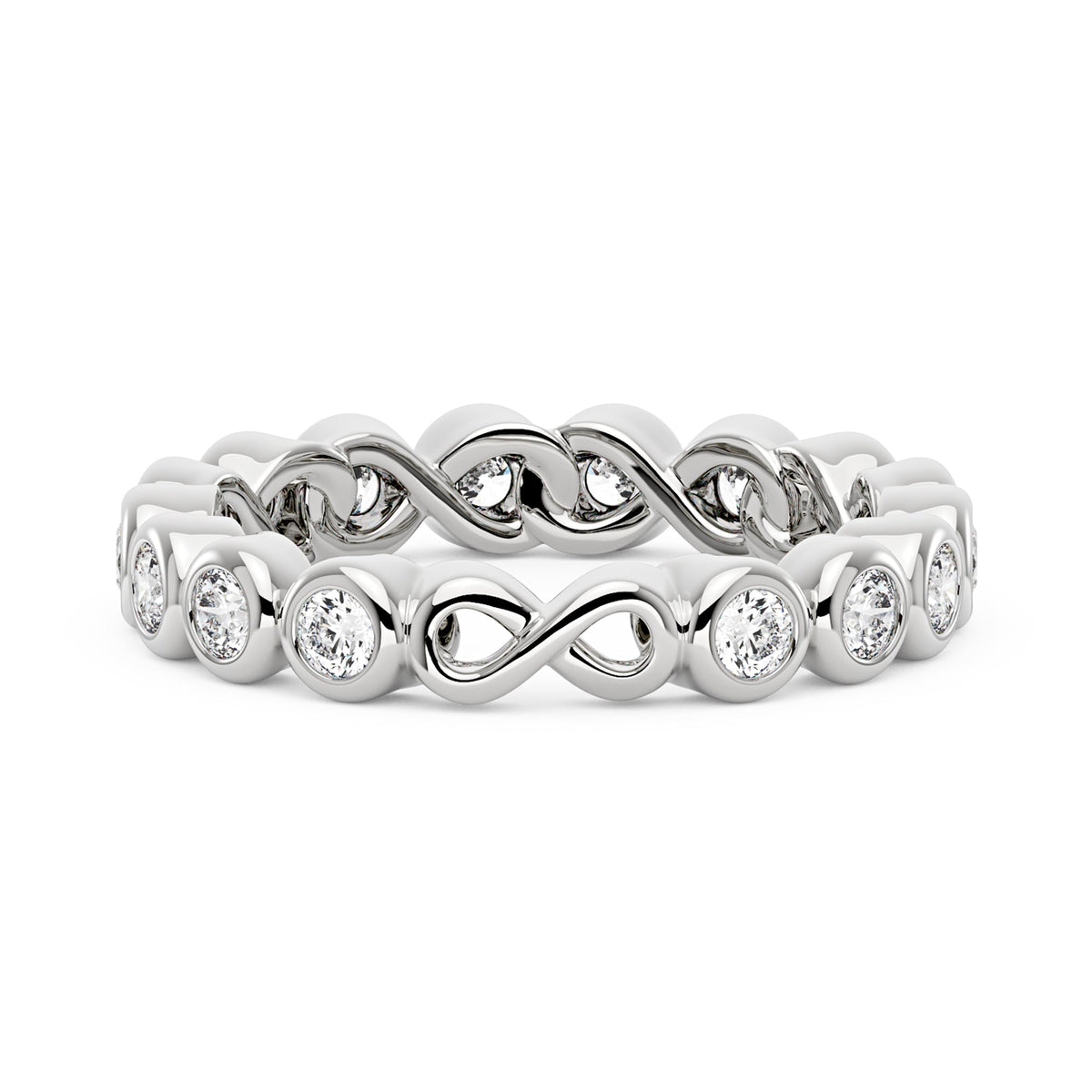 Round Moissanite Infinite Bezel Eternity Band - NavianJewelry™