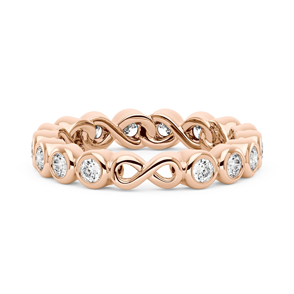 Round Moissanite Infinite Bezel Eternity Band - NavianJewelry™