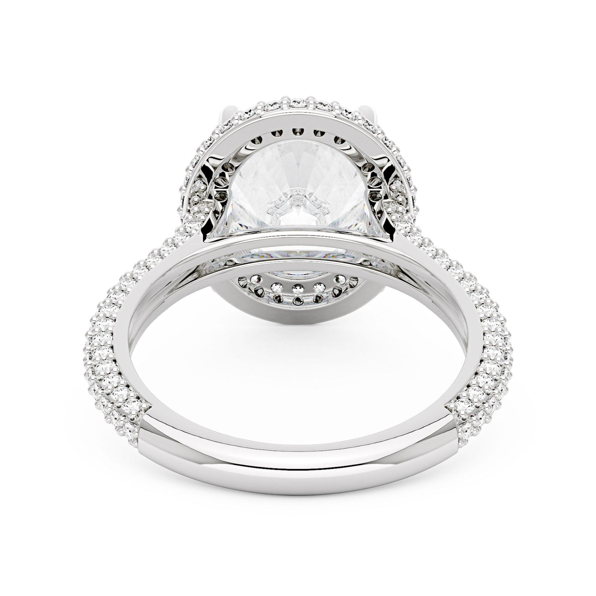 Oval Cut Moissanite Double Halo Pavé Band Engagement Ring - NavianJewelry™