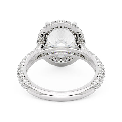Oval Cut Moissanite Double Halo Pavé Band Engagement Ring - NavianJewelry™