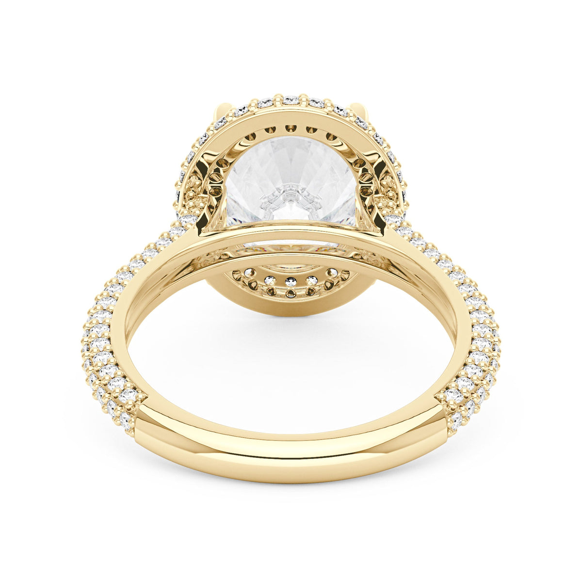 Oval Cut Moissanite Double Halo Pavé Band Engagement Ring - NavianJewelry™