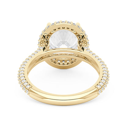 Oval Cut Moissanite Double Halo Pavé Band Engagement Ring - NavianJewelry™