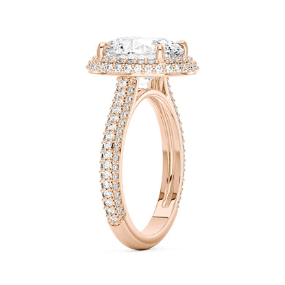 Oval Cut Moissanite Double Halo Pavé Band Engagement Ring - NavianJewelry™