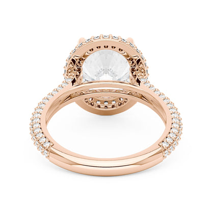 Oval Cut Moissanite Double Halo Pavé Band Engagement Ring - NavianJewelry™