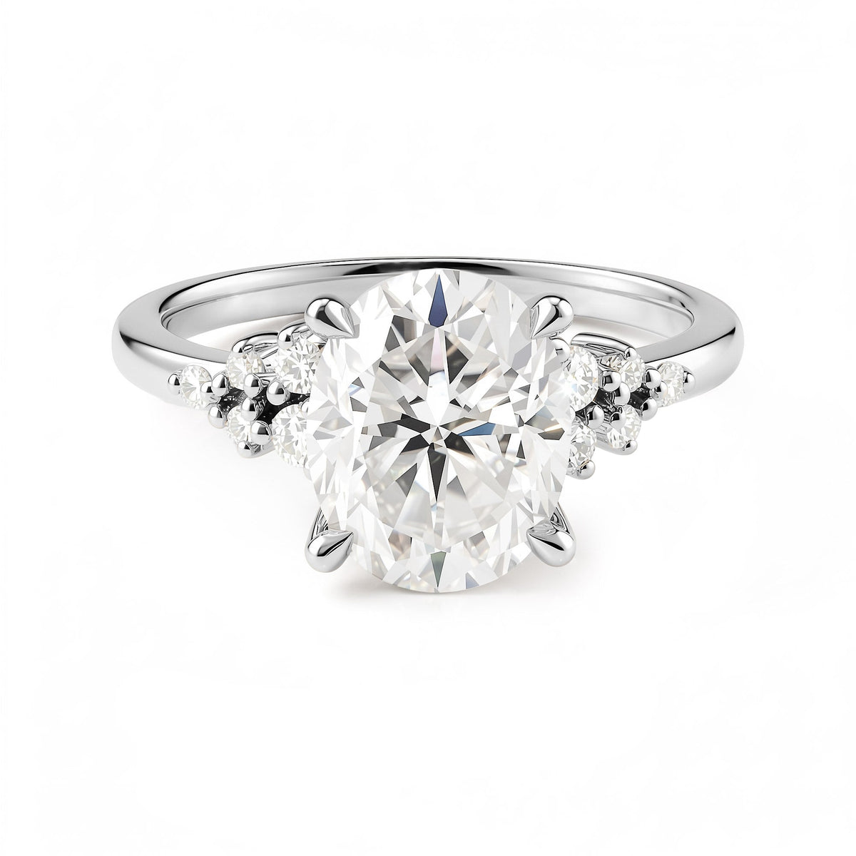 Floral Bloom Oval Cut Moissanite Engagement Ring - NavianJewelry™