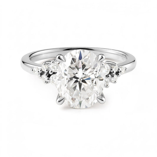Floral Bloom Oval Cut Moissanite Engagement Ring - NavianJewelry™