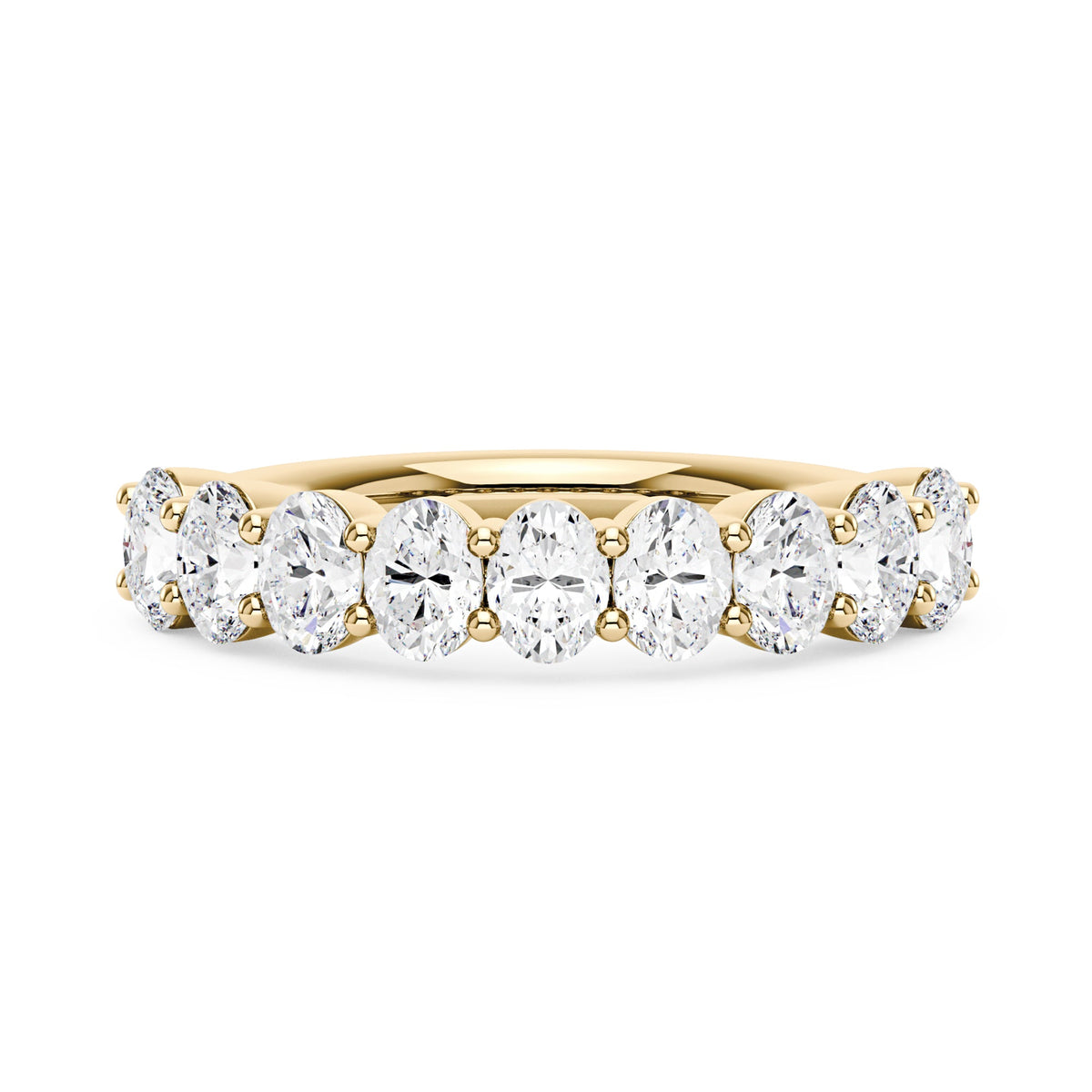 Oval Cut Moissanite Engagement Ring and Half Eternity Band Bridal Ring Set