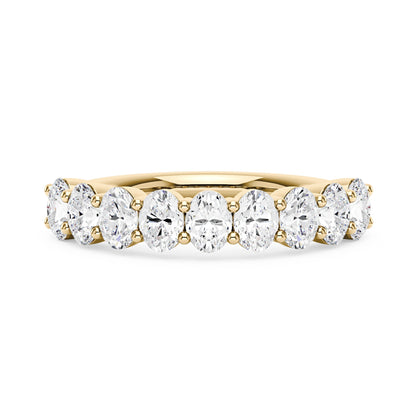Oval Cut Moissanite Engagement Ring and Half Eternity Band Bridal Ring Set