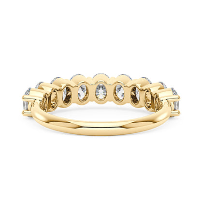 Oval Cut Moissanite Engagement Ring and Half Eternity Band Bridal Ring Set
