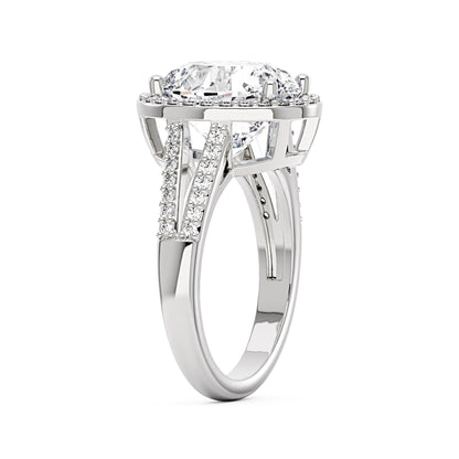 Halo Moissanite Engagement Ring with Pavé Band - NavianJewelry™