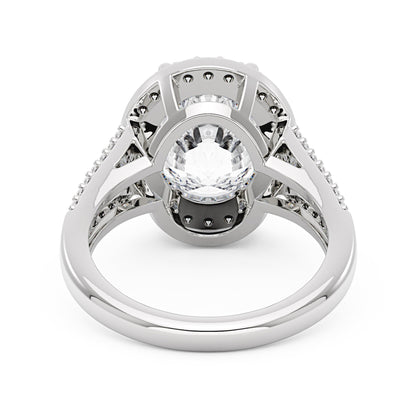 Halo Moissanite Engagement Ring with Pavé Band - NavianJewelry™