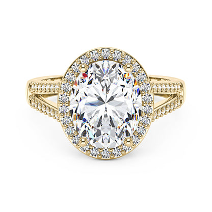 Halo Moissanite Engagement Ring with Pavé Band - NavianJewelry™