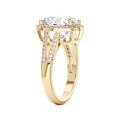Halo Moissanite Engagement Ring with Pavé Band - NavianJewelry™