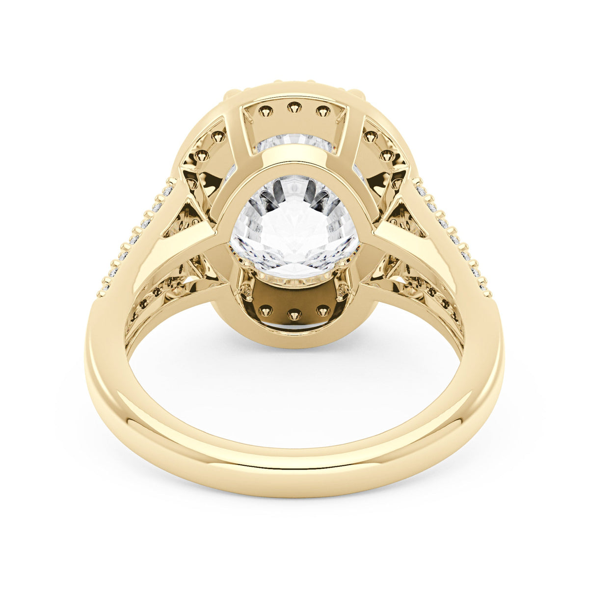 Halo Moissanite Engagement Ring with Pavé Band - NavianJewelry™