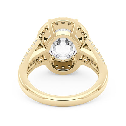 Halo Moissanite Engagement Ring with Pavé Band - NavianJewelry™