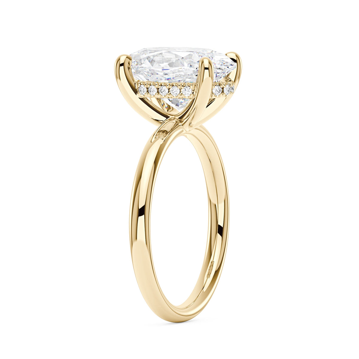 Oval Cut Moissanite Engagement Ring and Half Eternity Band Bridal Ring Set