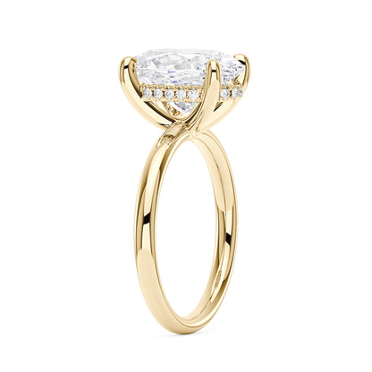 Oval Cut Moissanite Engagement Ring and Half Eternity Band Bridal Ring Set