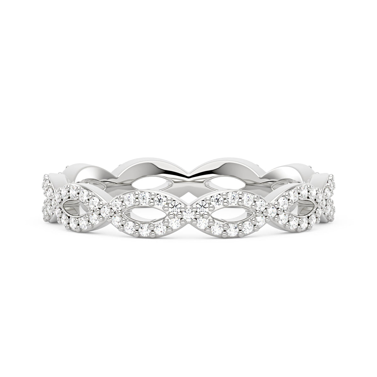 Art Deco Infinity Twist Moissanite Pavé Eternity Band - NavianJewelry™