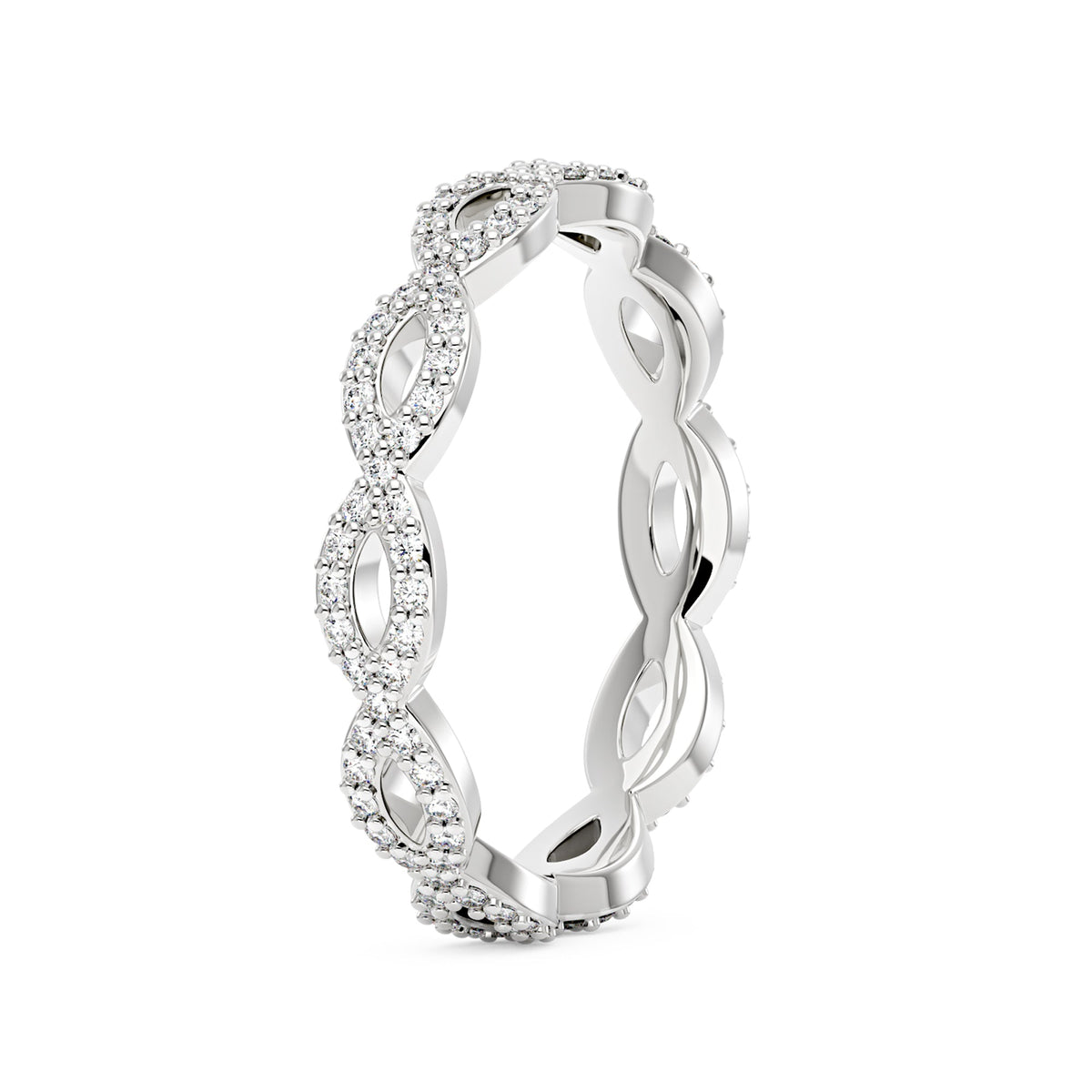 Art Deco Infinity Twist Moissanite Pavé Eternity Band - NavianJewelry™