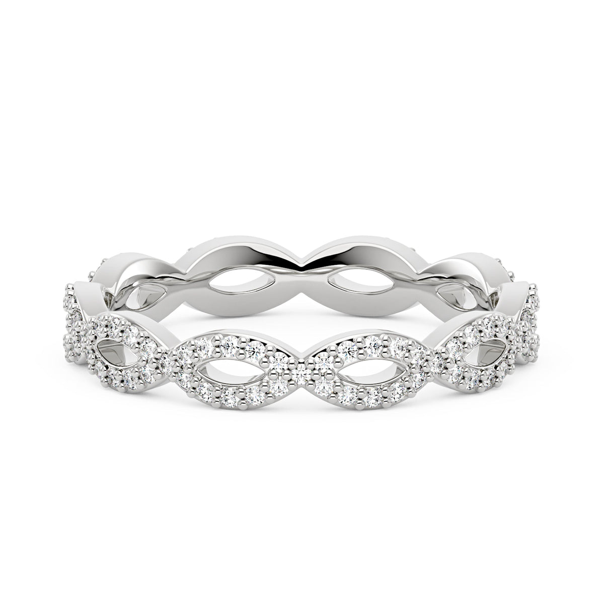 Art Deco Infinity Twist Moissanite Pavé Eternity Band - NavianJewelry™
