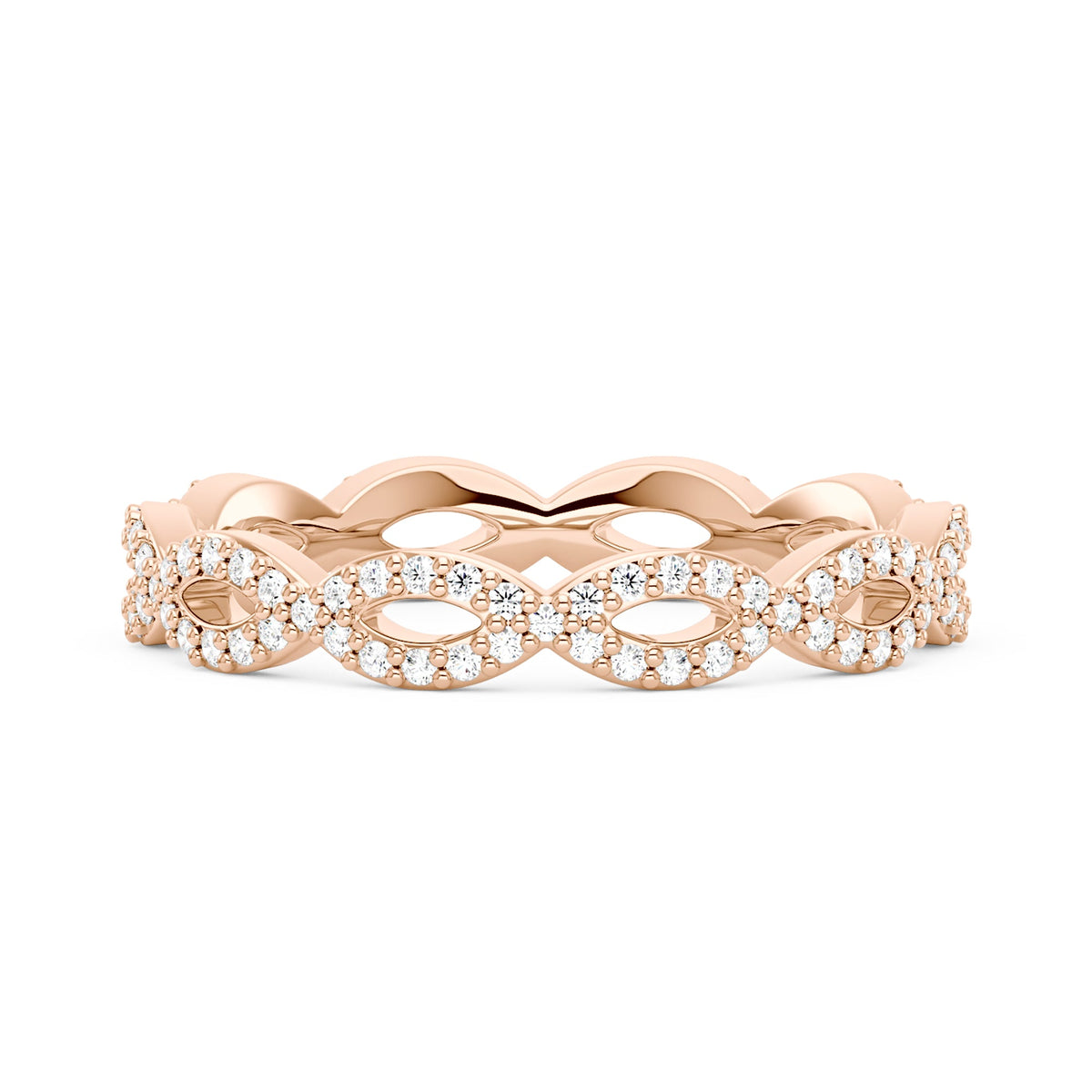 Art Deco Infinity Twist Moissanite Pavé Eternity Band - NavianJewelry™