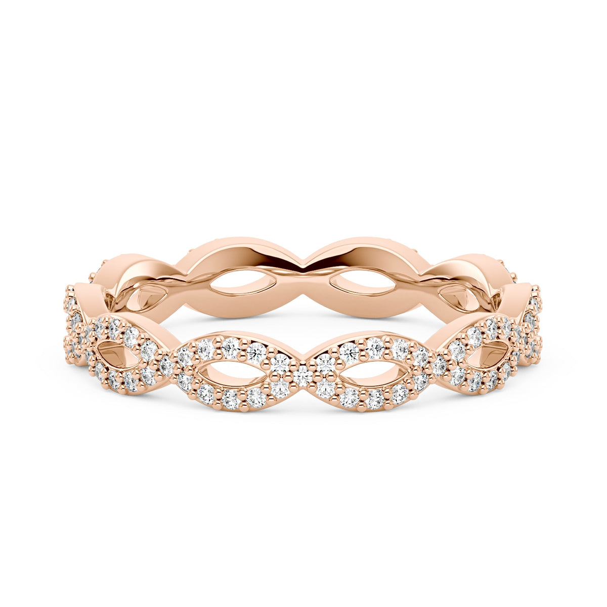 Art Deco Infinity Twist Moissanite Pavé Eternity Band - NavianJewelry™