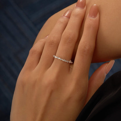 Nature Inspired Marquise Moissanite Half Eternity Band - NavianJewelry™