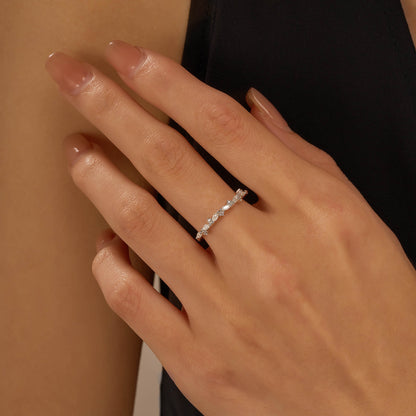 Nature Inspired Marquise Moissanite Half Eternity Band - NavianJewelry™