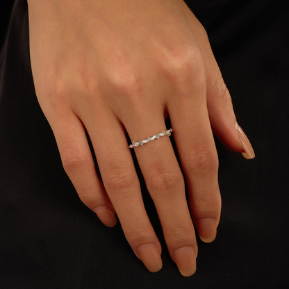 Nature Inspired Marquise Moissanite Half Eternity Band - NavianJewelry™