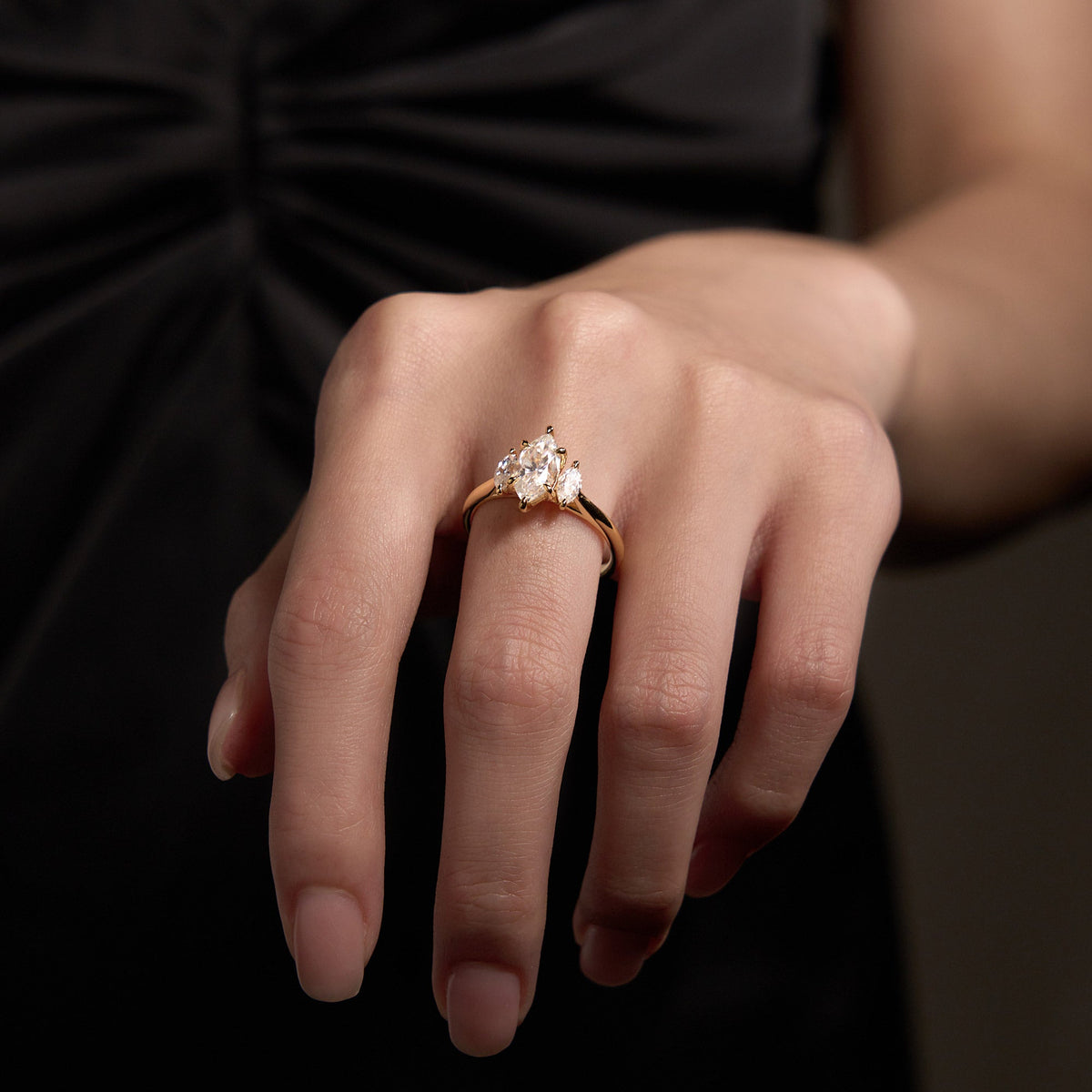 Marquise Moissanite Three Stone Ring - NavianJewelry™