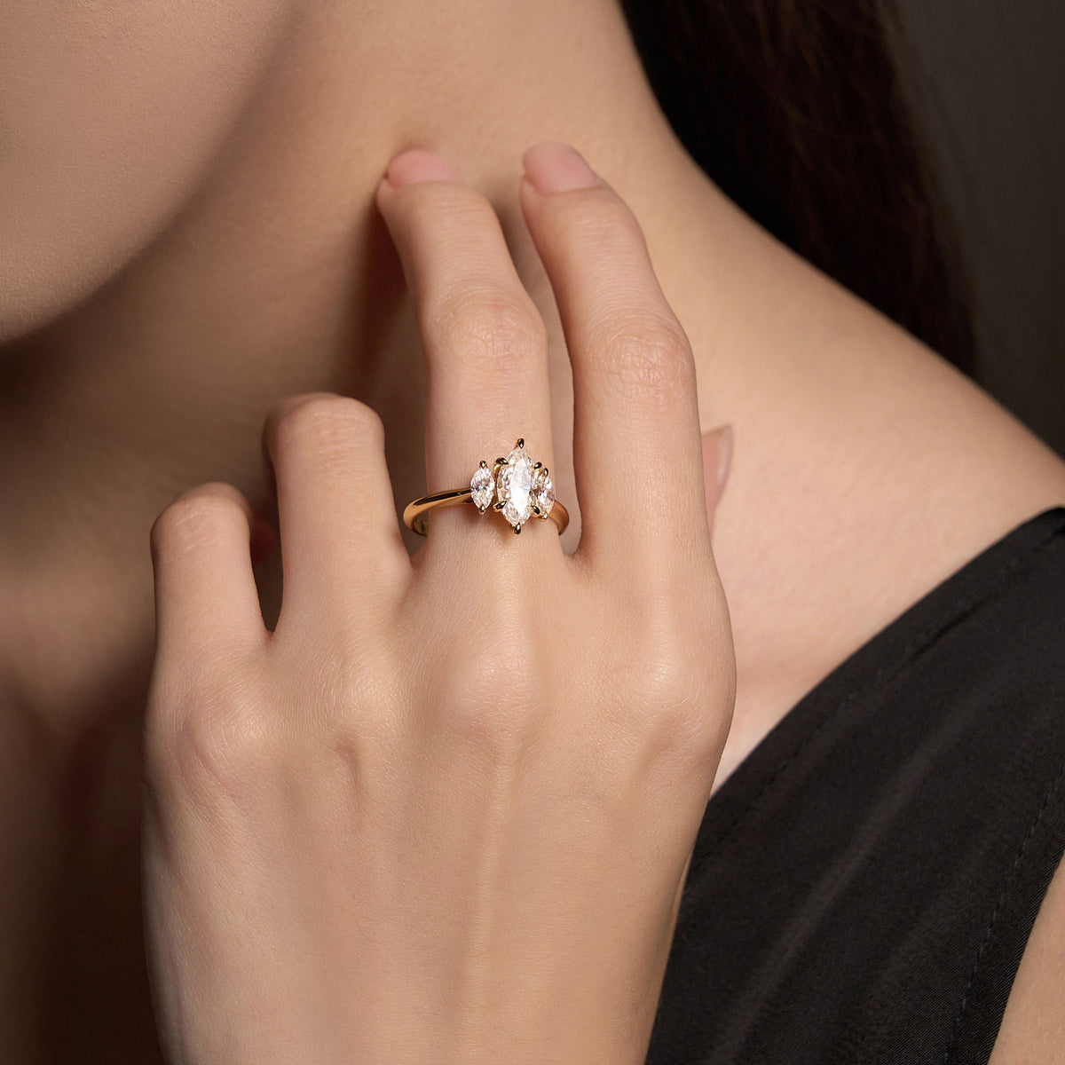 Marquise Moissanite Three Stone Ring - NavianJewelry™