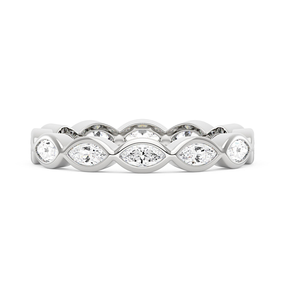 Marquise Shaped Moissanite Bezel Eternity Band - NavianJewelry™