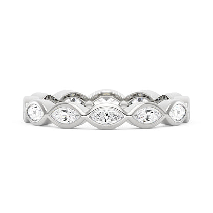 Marquise Shaped Moissanite Bezel Eternity Band - NavianJewelry™