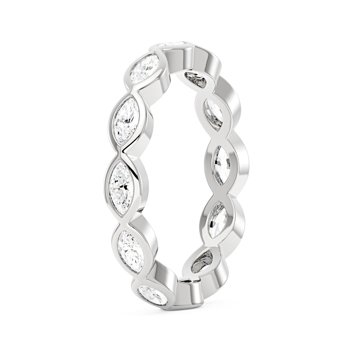 Marquise Shaped Moissanite Bezel Eternity Band - NavianJewelry™
