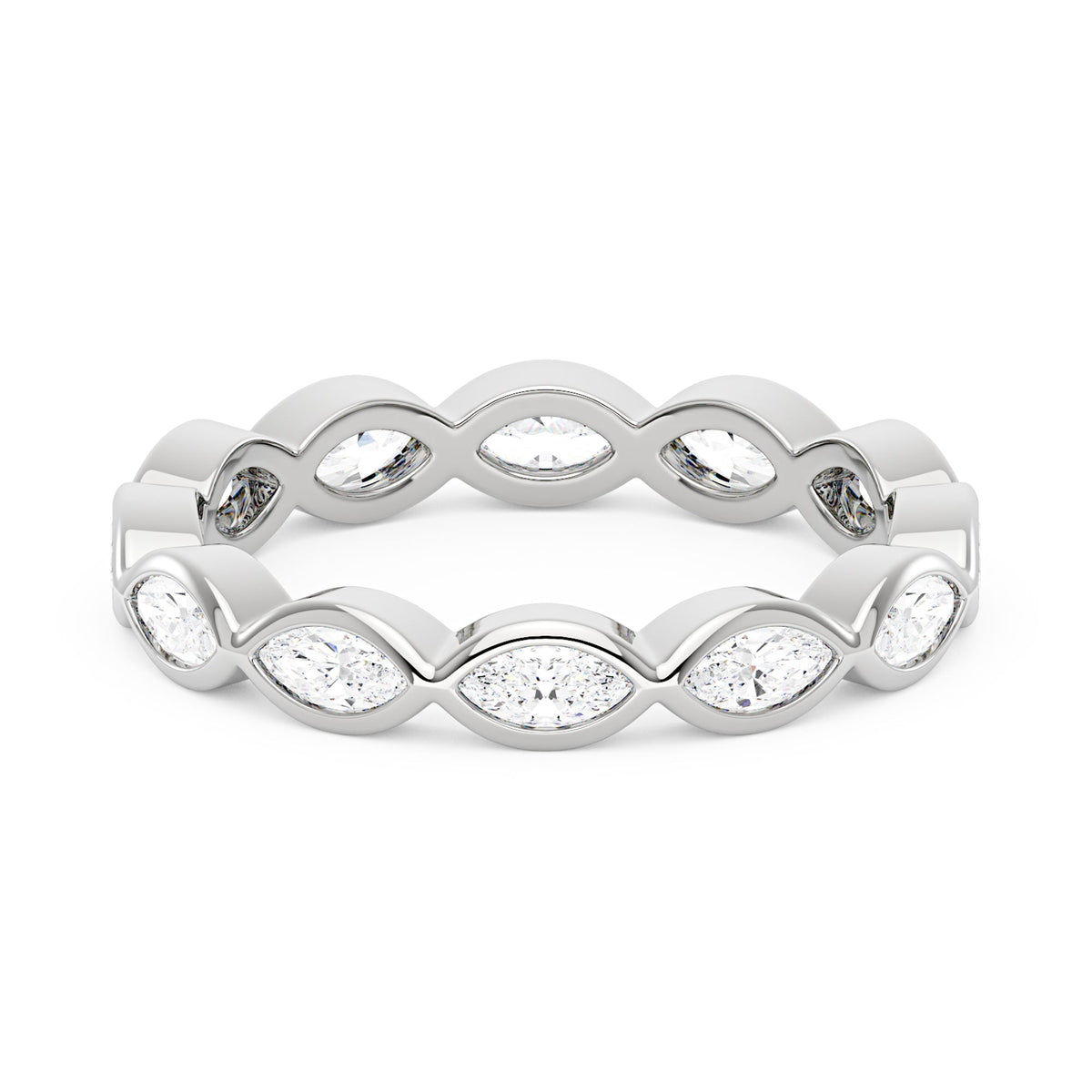 Marquise Shaped Moissanite Bezel Eternity Band - NavianJewelry™