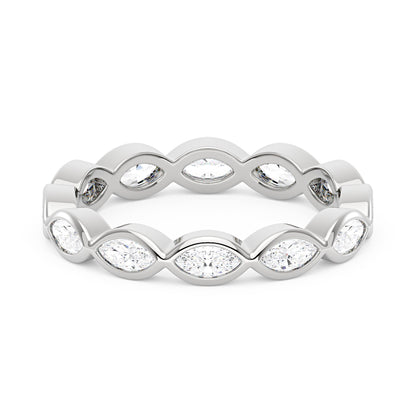 Marquise Shaped Moissanite Bezel Eternity Band - NavianJewelry™