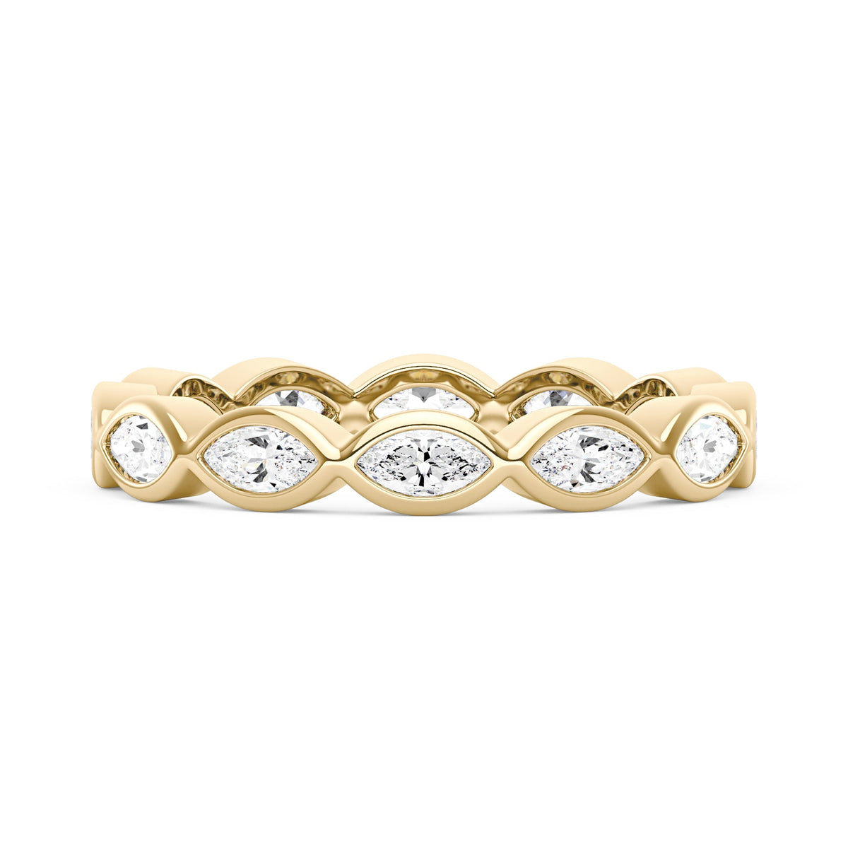 Marquise Shaped Moissanite Bezel Eternity Band - NavianJewelry™