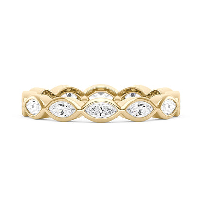 Marquise Shaped Moissanite Bezel Eternity Band - NavianJewelry™