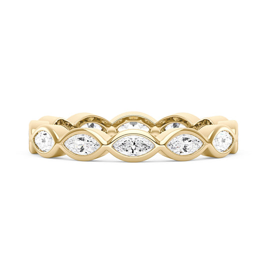 Marquise Shaped Moissanite Bezel Eternity Band - NavianJewelry™